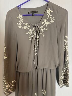 White House Black Market Womens Embroidered Mini Dress Size 0 Taupe